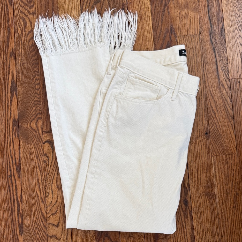 3x1 white crop fringe jeans size 25